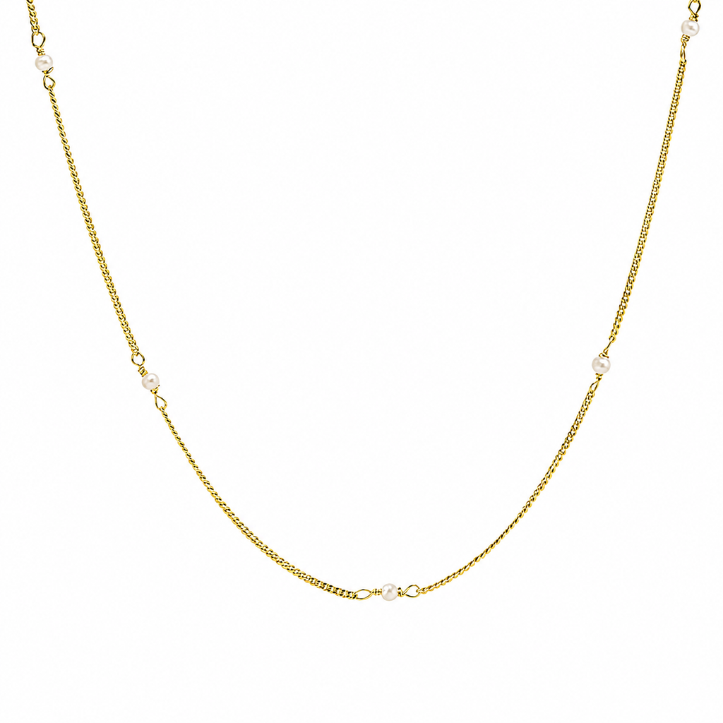 Necklace Tiny Pearls Gold