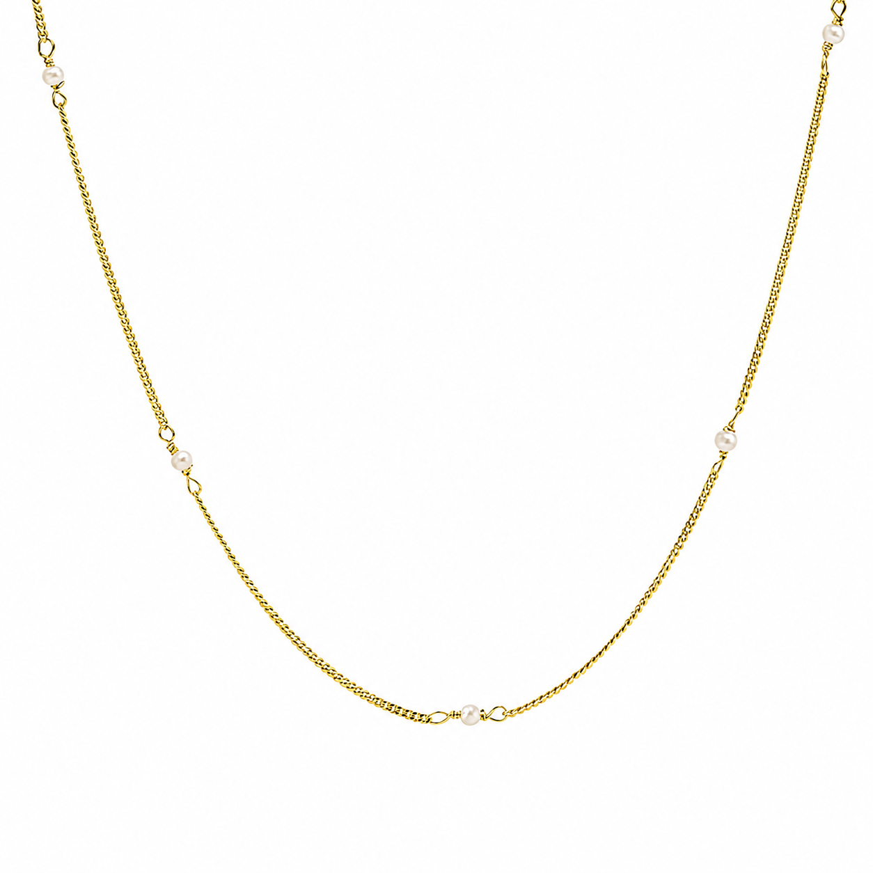 Necklace Tiny Pearls Gold